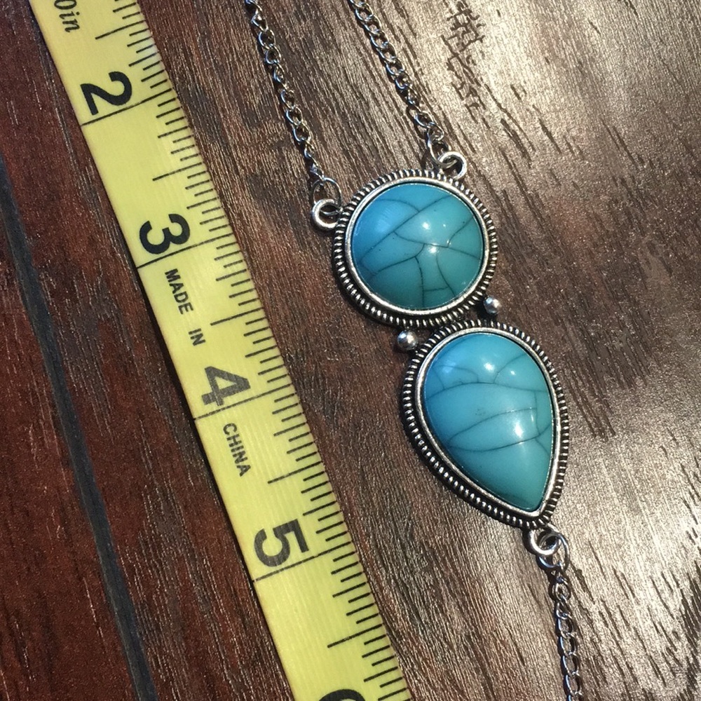 Boho Blue Stone Bracelet Finger Chain jewelry - Picture 4 of 7